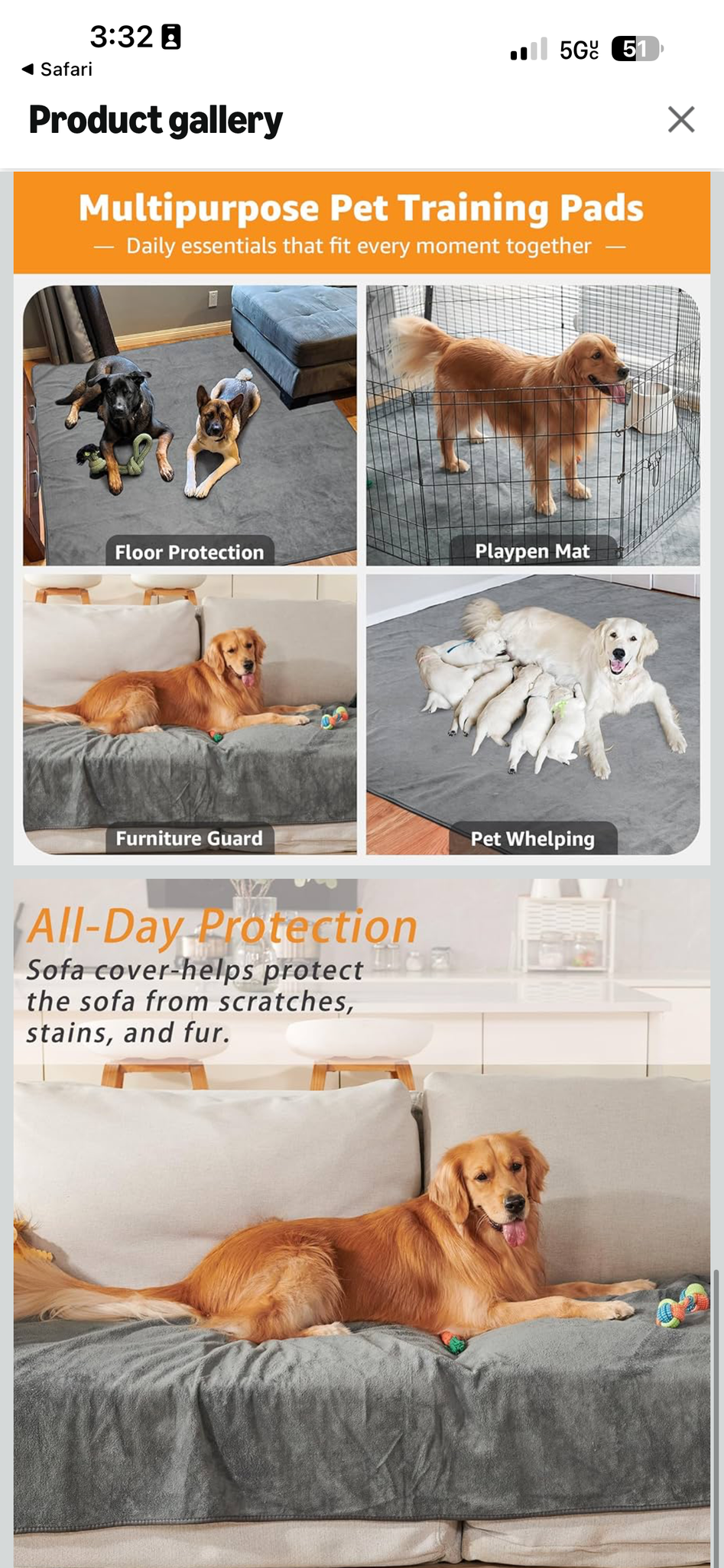 Reusable Dog Pee Pads - Dogs Waterproof Training Pads - Washable & Sanitary - Rounded Corners - Laminated, Lightweight, Durable - Pet Essentials Puppy Training, Whelping - 60" X 60"