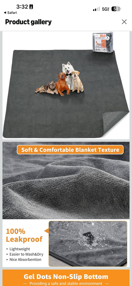 Reusable Dog Pee Pads - Dogs Waterproof Training Pads - Washable & Sanitary - Rounded Corners - Laminated, Lightweight, Durable - Pet Essentials Puppy Training, Whelping - 60" X 60"