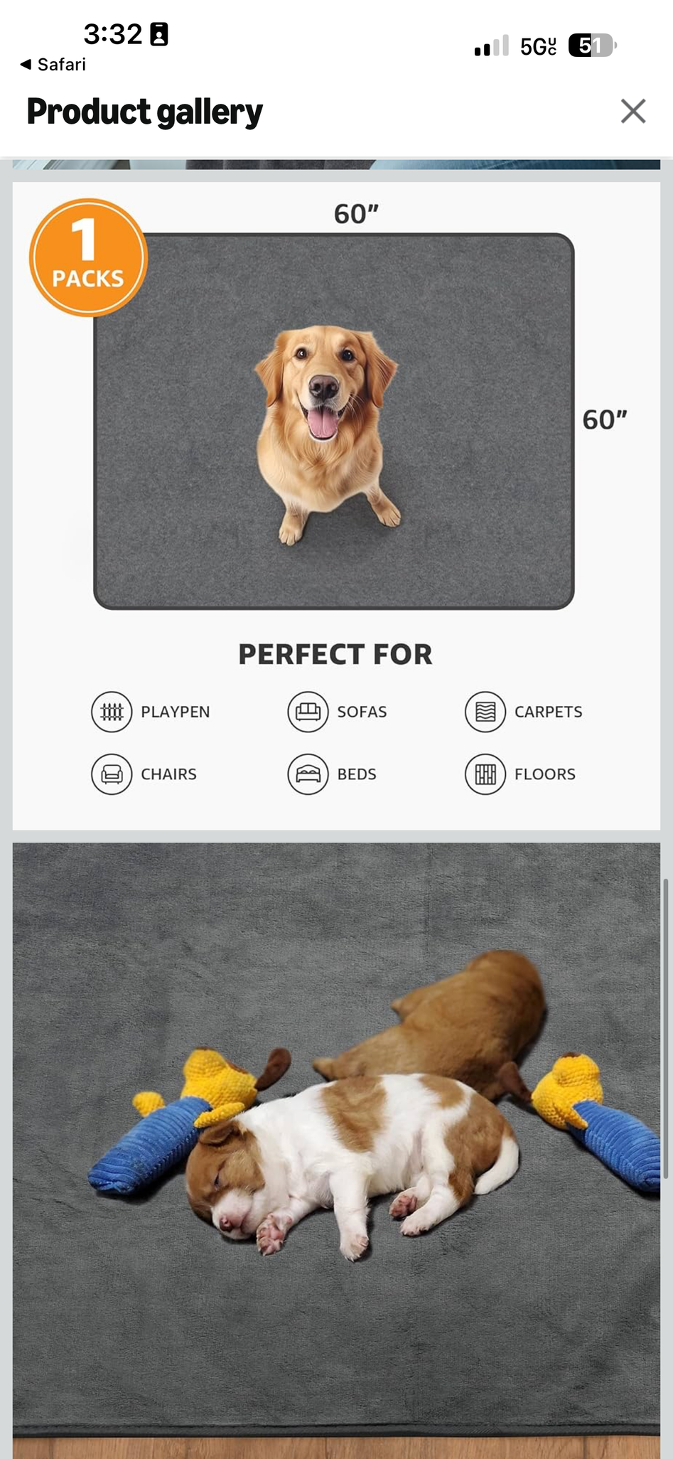 Reusable Dog Pee Pads - Dogs Waterproof Training Pads - Washable & Sanitary - Rounded Corners - Laminated, Lightweight, Durable - Pet Essentials Puppy Training, Whelping - 60" X 60"