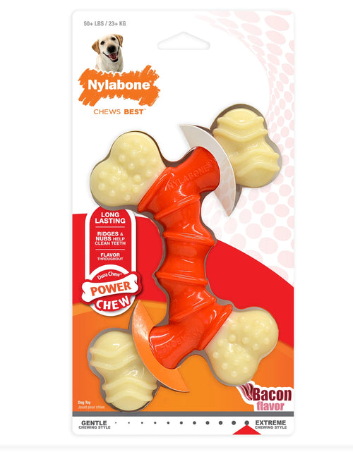 Load image into Gallery viewer, Double Bone Power Chew Toy for Dogs, Dog Toys for Aggressive Chewers, Bacon Flavor, X-Large - 50+ Lbs, 1 Count
