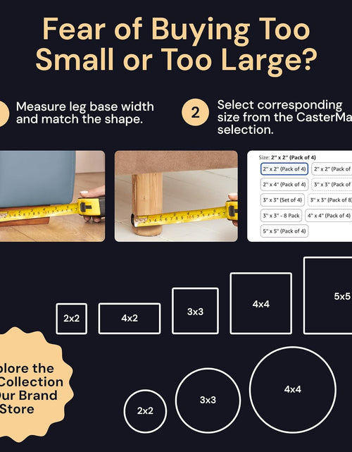 Load image into Gallery viewer, 3X3 Square Rubber Furniture Caster Cups with Anti-Sliding Floor Grip (Set of 4) Brown
